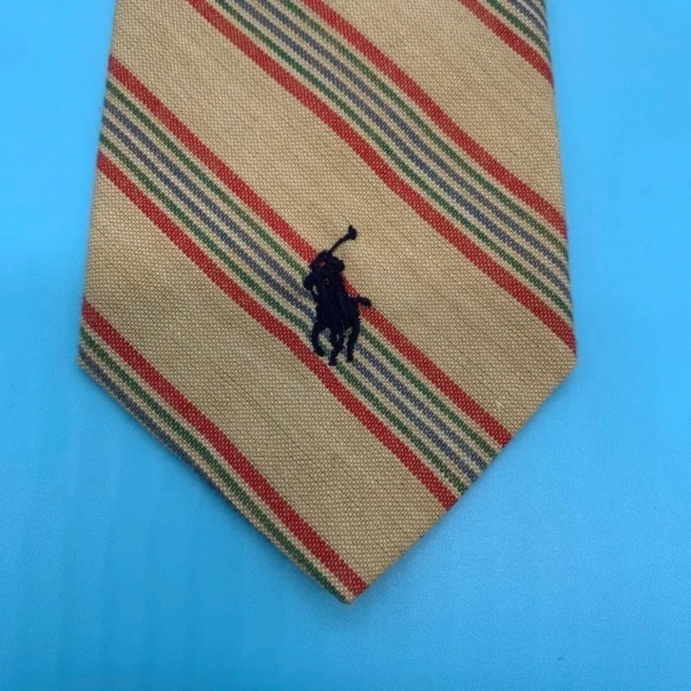 Vintage Polo by Ralph Lauren Striped Pony Logo Preppy Men's Classic Neck Tie